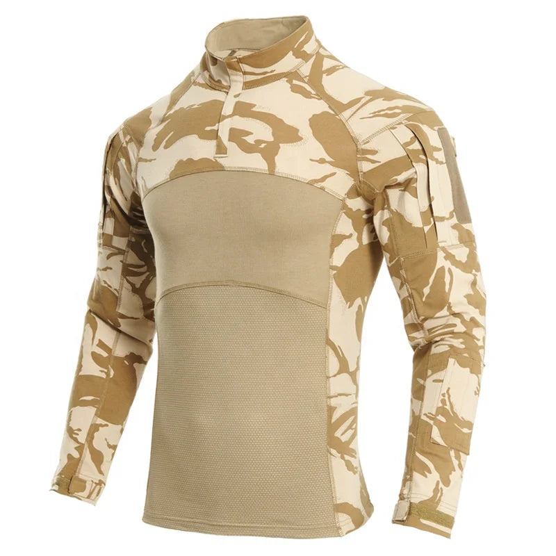 YAKEDA Cotton Breathable Zipper Collar Tactical Uniform Long Sleeves Frog Tactical t Shirt