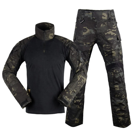 YAKEDA G3 Camouflage Tactical Suits Ripstop Long Sleeve Tactical t Shirt and Pants Combat Frog Uniform for Men