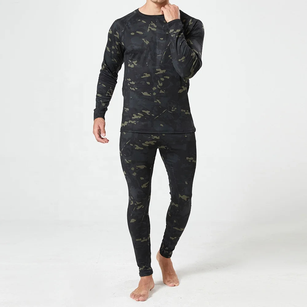YAKEDA Basic Thermal Fleece Camouflage Tactical Underwear for Men