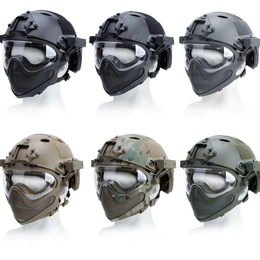 Tactical Fast Helmet Paintball Training Abs Fast protection Helmet Tactical Helmet with Detachable Full Face Protector