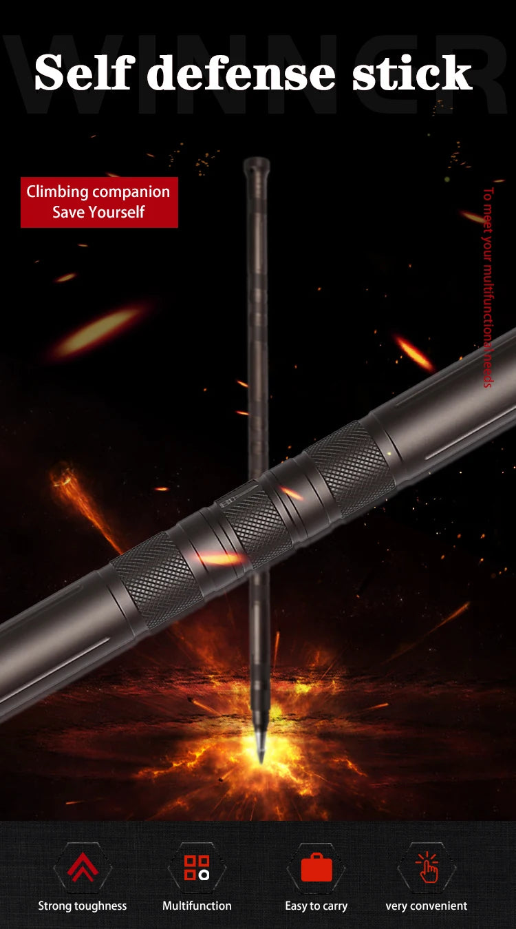 Best-Selling Stainless Steel Foldable Telescopic Poles Multifunctional Tactical Self-Defense Climbing Stick Hand Tool