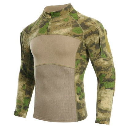 YAKEDA Cotton Breathable Zipper Collar Tactical Uniform Long Sleeves Frog Tactical  t Shirt