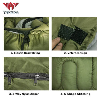 Yakeda Sleeping Bag 3kg Mummy Green Color Keep Warm -30 Degree Waterproof Outdoor Camping Tactical Gear Sleeping Bags