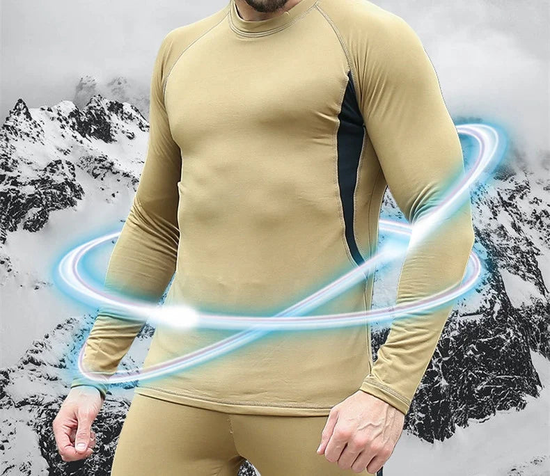 Custom Logo Super Stretchy Anti-static Men Plain Dyed Winter Ropa Interior Termico Tactico Thermal Tactical Thermal Underwear