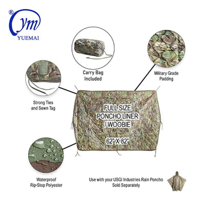2024 New Extreme Warm Tactical Survival Blanket Double Side Camo USMC Woobie/Poncho Liner