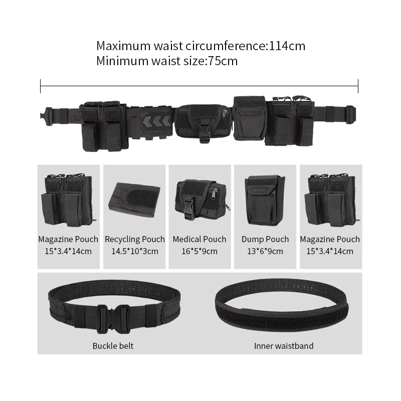 SIVI Multi Function Camo 6 Pcs Set Security Belt Combat Camouflage Molle Utility Duty Tactical Belt