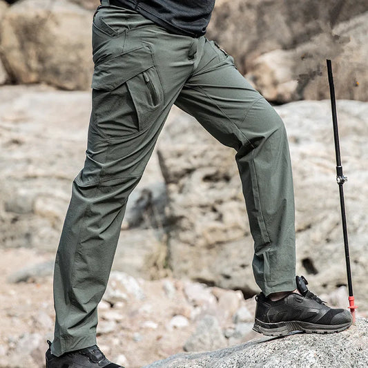 YAKEDA Lightweight Tactico Pantalones Trousers Flat Front Style Mid Waist Quick Dry Loose Fit Ripstop Tactical Cargo Pants