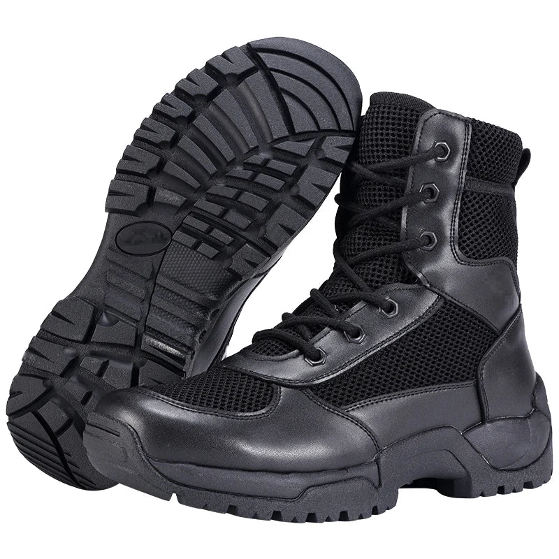 Hot Selling Men's Tactical Combat Boots Lightweight Breathable Mesh Design for Summer Hunting Ankle Height with Rubber Outsole