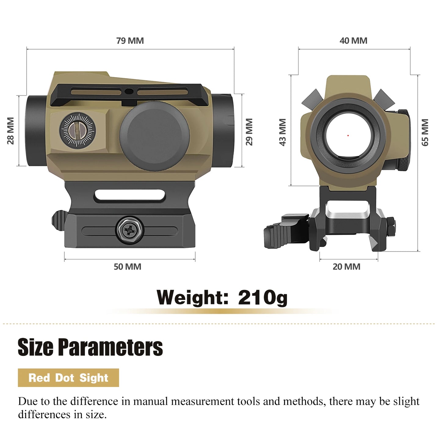SPINA OPTICS 1x20 Solar Energy Waterproof FDE Red Dot Sight Scope