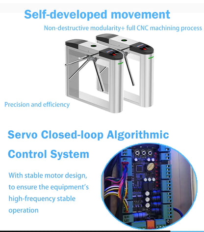 ACS AUTO AI Facial Detection QR Code Turnstiles Anti-Collision Tripod Gate with Child-Safe Design for Play Zones Fitness Clubs