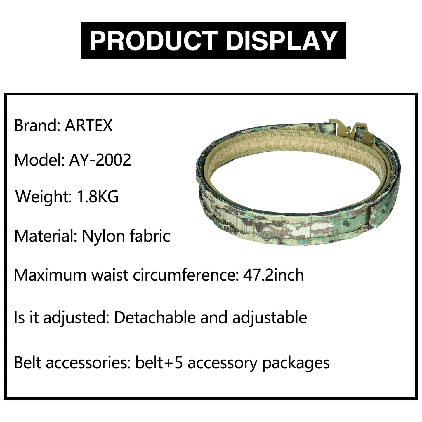 Artex Tactical Duty Belt 1000D Nylon