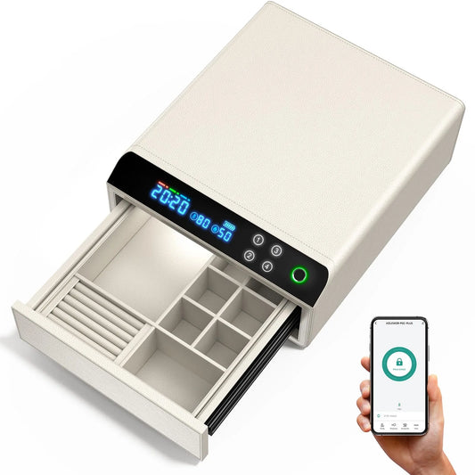 CEQSAFE Electronic Digital Lock Use Leather Bluetooth Drawer Safe Biometric Jewelry Watch Winder Home Safe Box