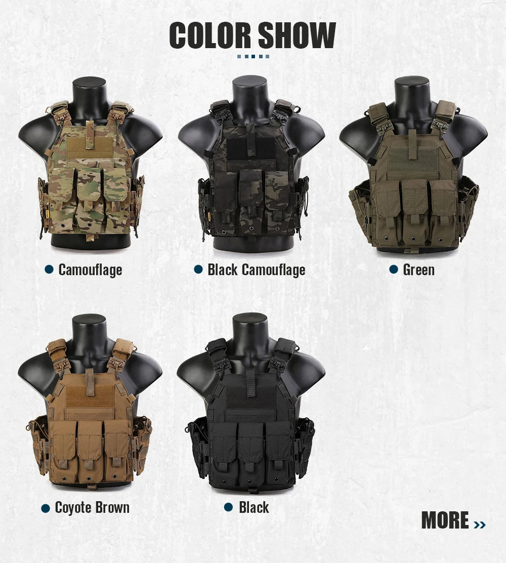 Emersongear Fabrikant 500D Cordura Nylon Molle Vest Tactisch Gilet Uitbreidbare Plaatdrager Tactisch Vest