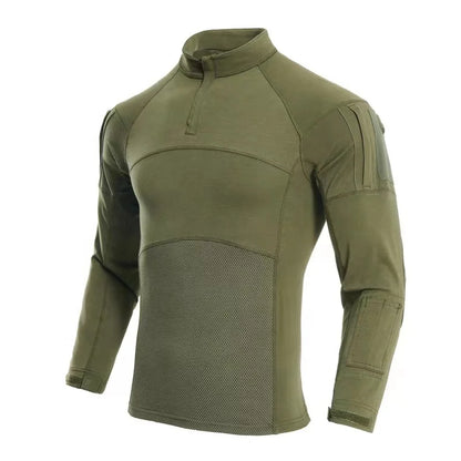 YAKEDA Cotton Breathable Zipper Collar Tactical Uniform Long Sleeves Frog Tactical  t Shirt