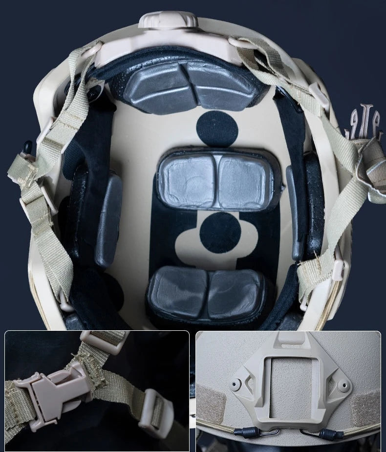 Upgraded Adjustable Straps Protective Combat Helmet New FAST Fiberglass Tactical Helmet
