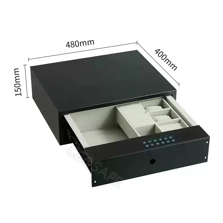 CEQSAFE Drawer Safe Lock Box Security Steel Fingerprint & Digital Lock with Electronic Money Deposit Hidden Safe