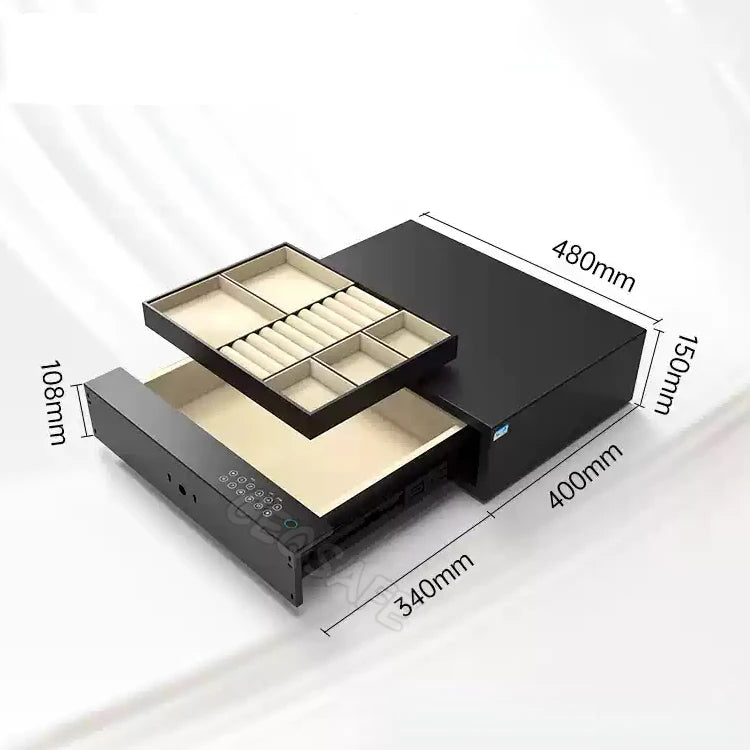 CEQSAFE Drawer Safe Lock Box Security Steel Fingerprint & Digital Lock with Electronic Money Deposit Hidden Safe
