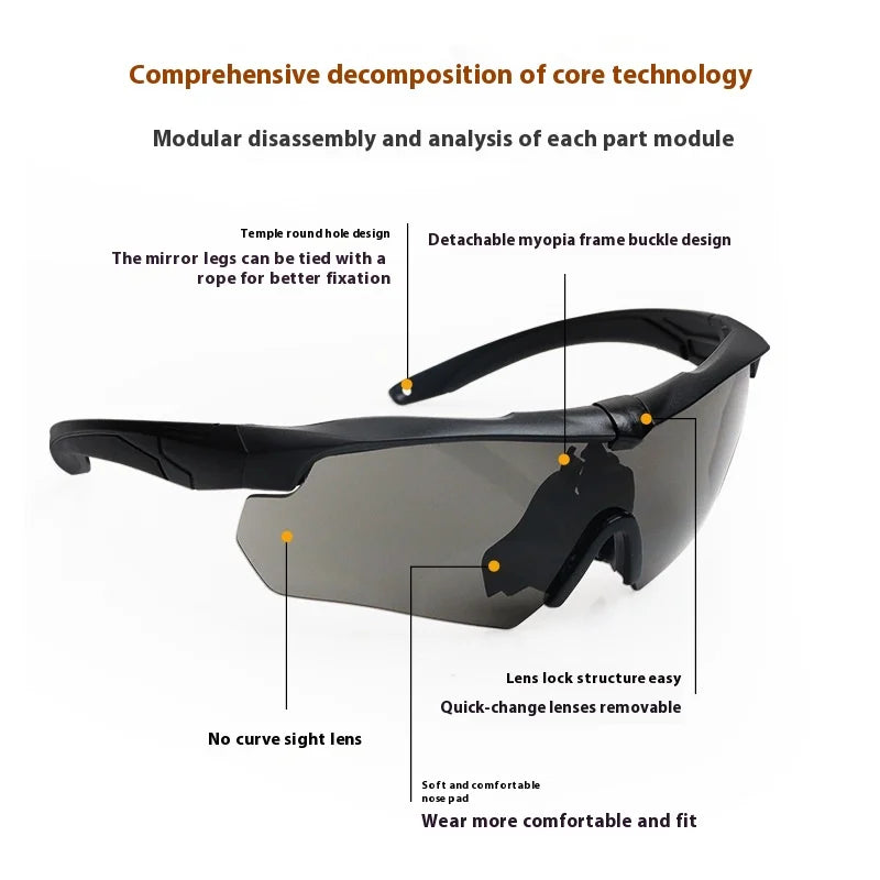 OEM Cross-Border Impact-Resistant PC Frame Tactical Goggles Outdoor Sports Safety Glasses for Off-Road Motorcycles and Cycling