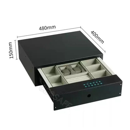 CEQSAFE Drawer Safe Lock Box Security Steel Fingerprint & Digital Lock with Electronic Money Deposit Hidden Safe