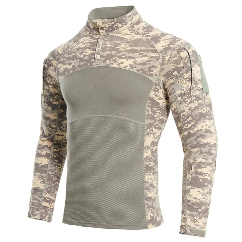 YAKEDA Cotton Breathable Zipper Collar Tactical Uniform Long Sleeves Frog Tactical  t Shirt