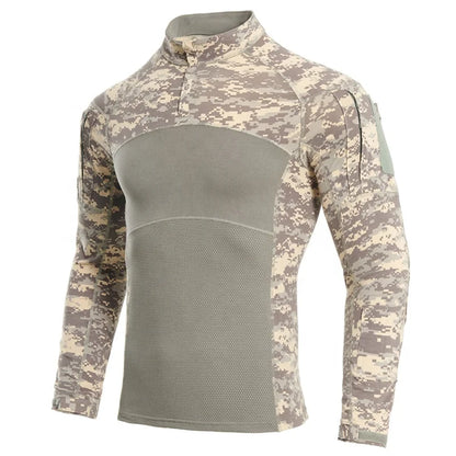 YAKEDA Cotton Breathable Zipper Collar Tactical Uniform Long Sleeves Frog Tactical  t Shirt
