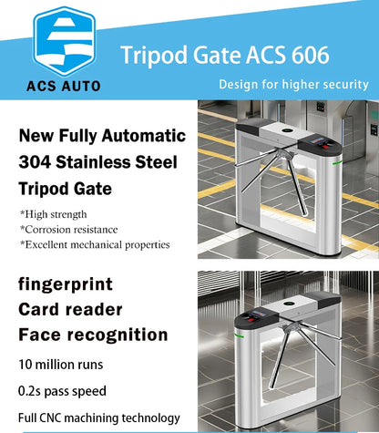 ACS AUTO AI Facial Detection QR Code Turnstiles Anti-Collision Tripod Gate with Child-Safe Design for Play Zones Fitness Clubs