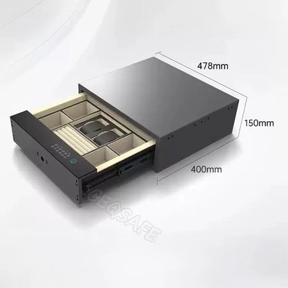 CEQSAFE Drawer Safe Lock Box Security Steel Fingerprint & Digital Lock with Electronic Money Deposit Hidden Safe