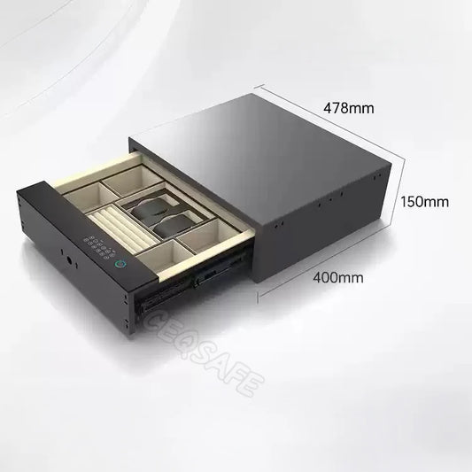 CEQSAFE Drawer Safe Lock Box Security Steel Fingerprint & Digital Lock with Electronic Money Deposit Hidden Safe