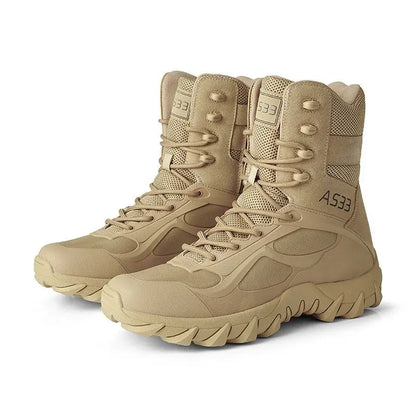 YAKEDA Ankle Boot Travel Hiking Training Operator Rubber Tactical Boots Anti-slip Combat Desert Boots Outdoor Tactical Shoes