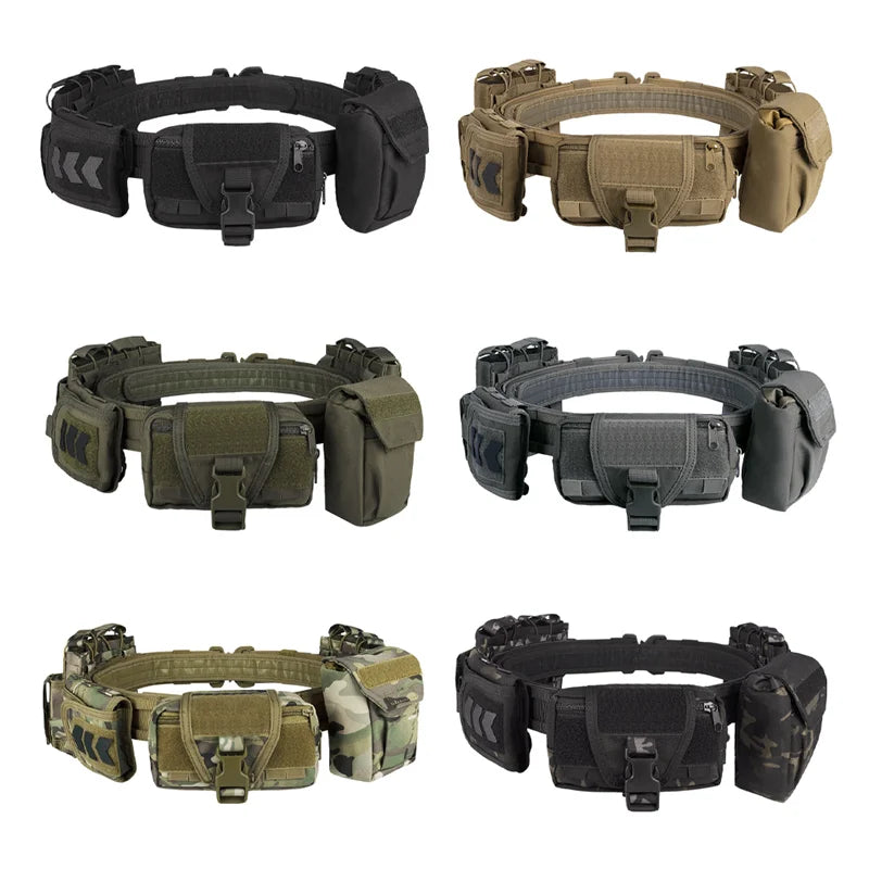 SIVI Multi Function Camo 6 Pcs Set Security Belt Combat Camouflage Molle Utility Duty Tactical Belt
