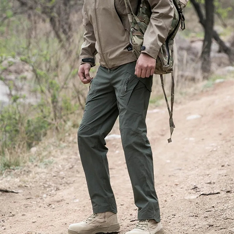 YAKEDA Lightweight Tactico Pantalones Trousers Flat Front Style Mid Waist Quick Dry Loose Fit Ripstop Tactical Cargo Pants