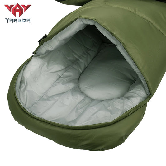 Yakeda Sleeping Bag 3kg Mummy Green Color Keep Warm -30 Degree Waterproof Outdoor Camping Tactical Gear Sleeping Bags