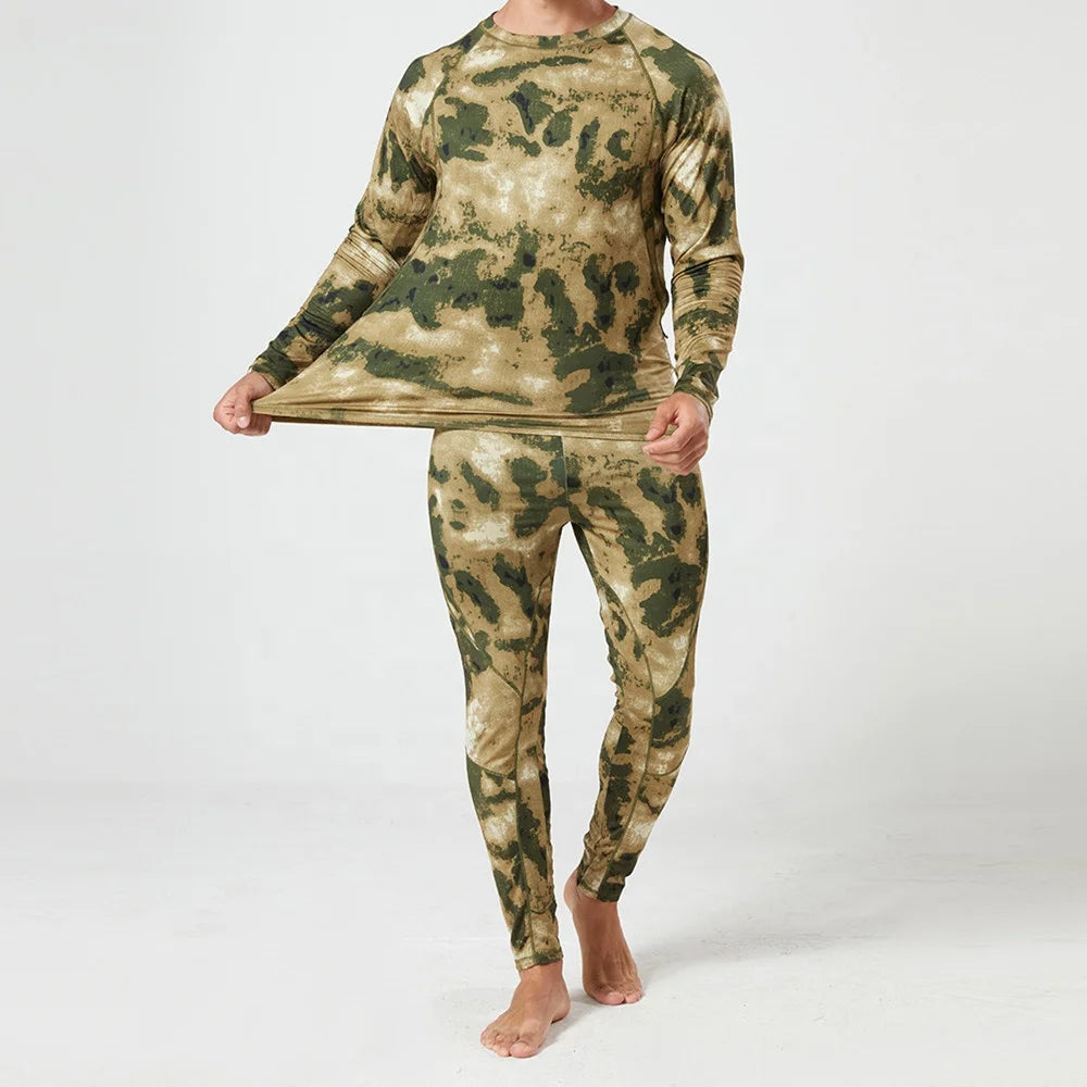 YAKEDA Basic Thermal Fleece Camouflage Tactical Underwear for Men