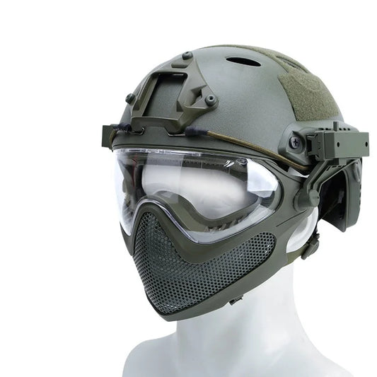 Tactical Fast Helmet Paintball Training Abs Fast protection Helmet Tactical Helmet with Detachable Full Face Protector