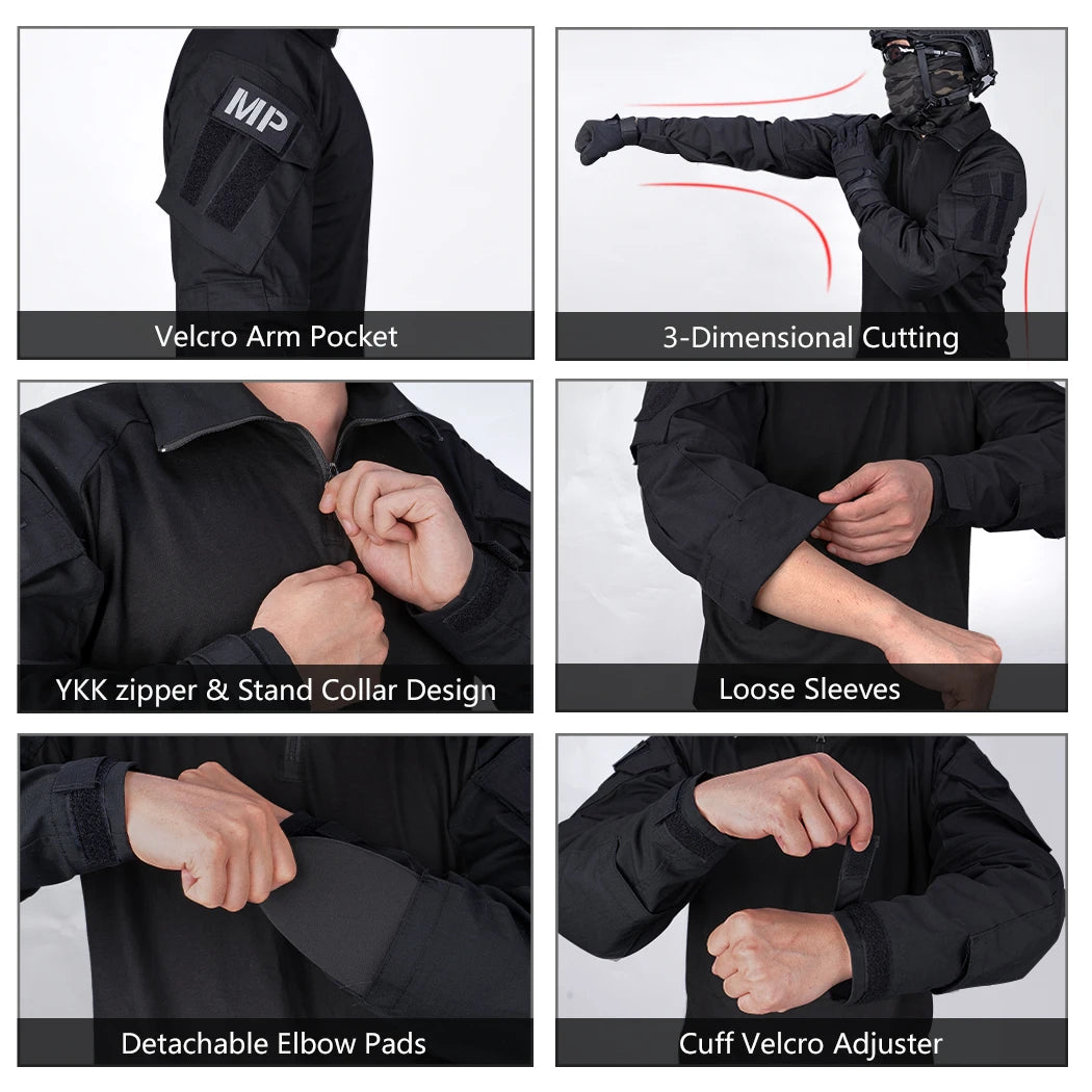 IDOGEAR G3 Upgraded Version Frog Suit Tactical Uniform Camouflage Shirt and Pants Rig Stop