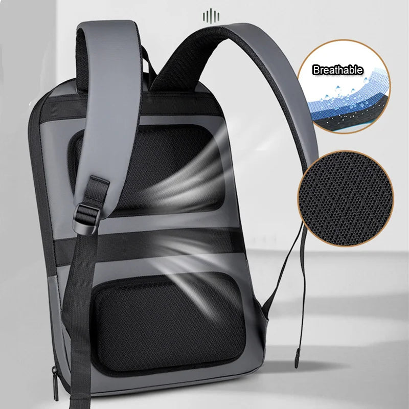 Unisex Classic Student Office Computer Bag Waterproof Nylon Leather Custom Anti Theft Laptop Backpack Zipper Closure Main Oxford