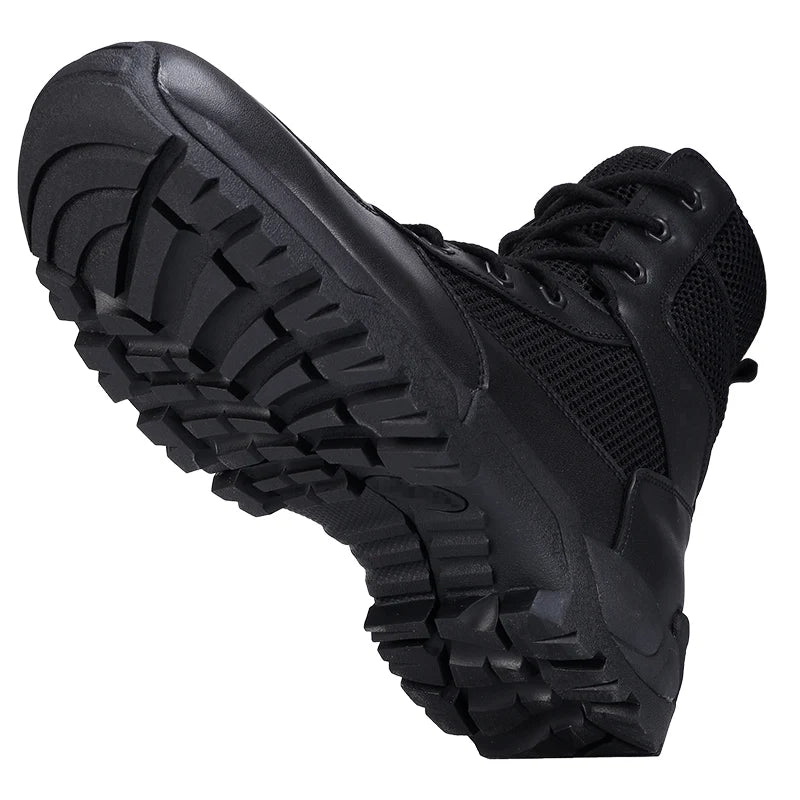 Hot Selling Men's Tactical Combat Boots Lightweight Breathable Mesh Design for Summer Hunting Ankle Height with Rubber Outsole