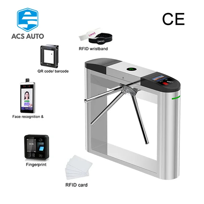 ACS AUTO AI Facial Detection QR Code Turnstiles Anti-Collision Tripod Gate with Child-Safe Design for Play Zones Fitness Clubs