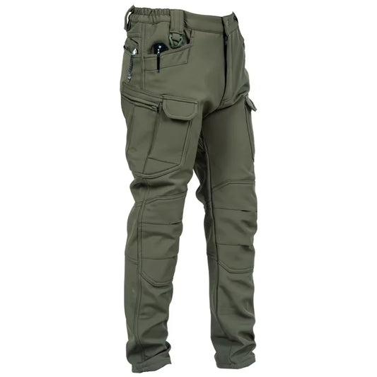 Wholesale Men's Softshell Tactical Sweatpants Casual Winter Cargo Hiking Pants Mid Multi-Pockets Thickened Fleece Work Trousers
