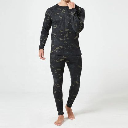 YAKEDA Basic Thermal Fleece Camouflage Tactical Underwear for Men