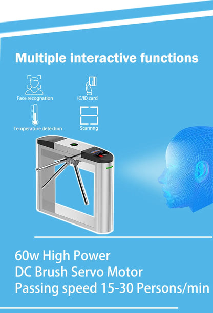 ACS AUTO AI Facial Detection QR Code Turnstiles Anti-Collision Tripod Gate with Child-Safe Design for Play Zones Fitness Clubs