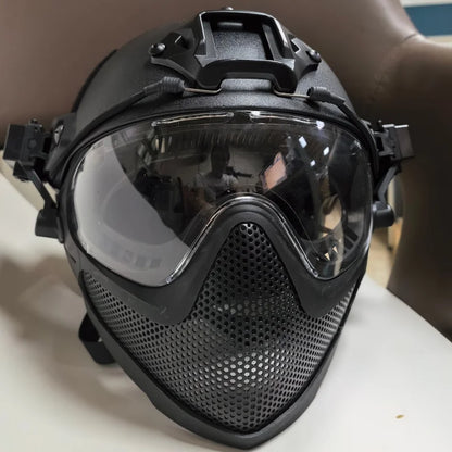 Tactical Fast Helmet Paintball Training Abs Fast protection Helmet Tactical Helmet with Detachable Full Face Protector