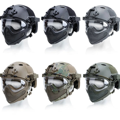 Tactical Fast Helmet Paintball Training Abs Fast protection Helmet Tactical Helmet with Detachable Full Face Protector