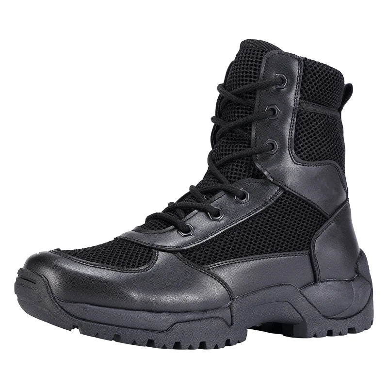 Hot Selling Men's Tactical Combat Boots Lightweight Breathable Mesh Design for Summer Hunting Ankle Height with Rubber Outsole