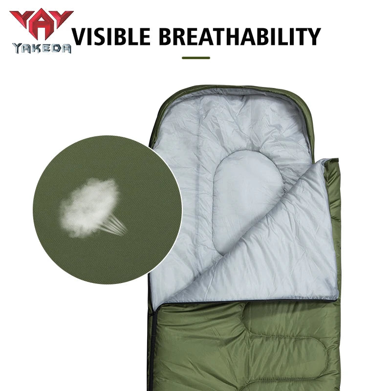 Yakeda Sleeping Bag 3kg Mummy Green Color Keep Warm -30 Degree Waterproof Outdoor Camping Tactical Gear Sleeping Bags