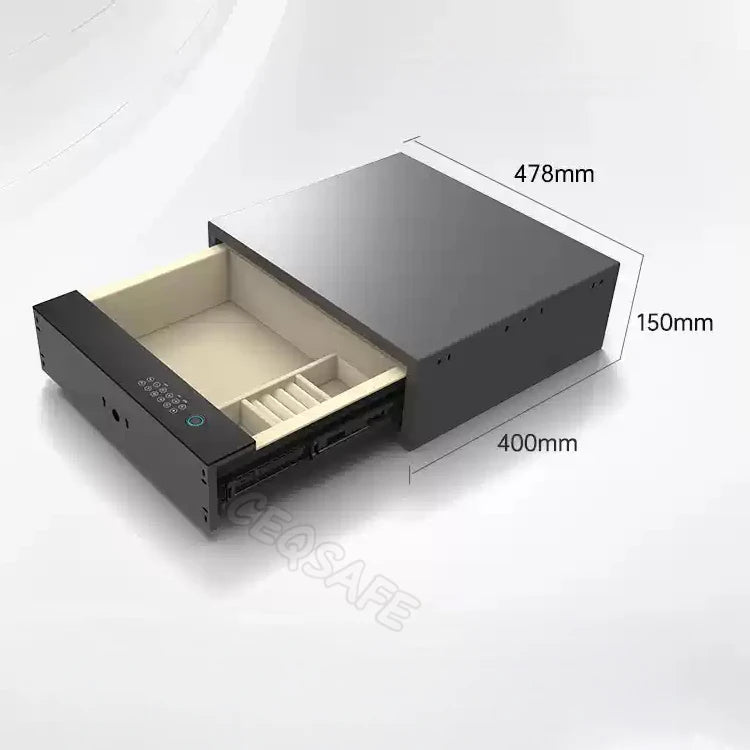CEQSAFE Drawer Safe Lock Box Security Steel Fingerprint & Digital Lock with Electronic Money Deposit Hidden Safe