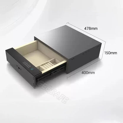 CEQSAFE Drawer Safe Lock Box Security Steel Fingerprint & Digital Lock with Electronic Money Deposit Hidden Safe