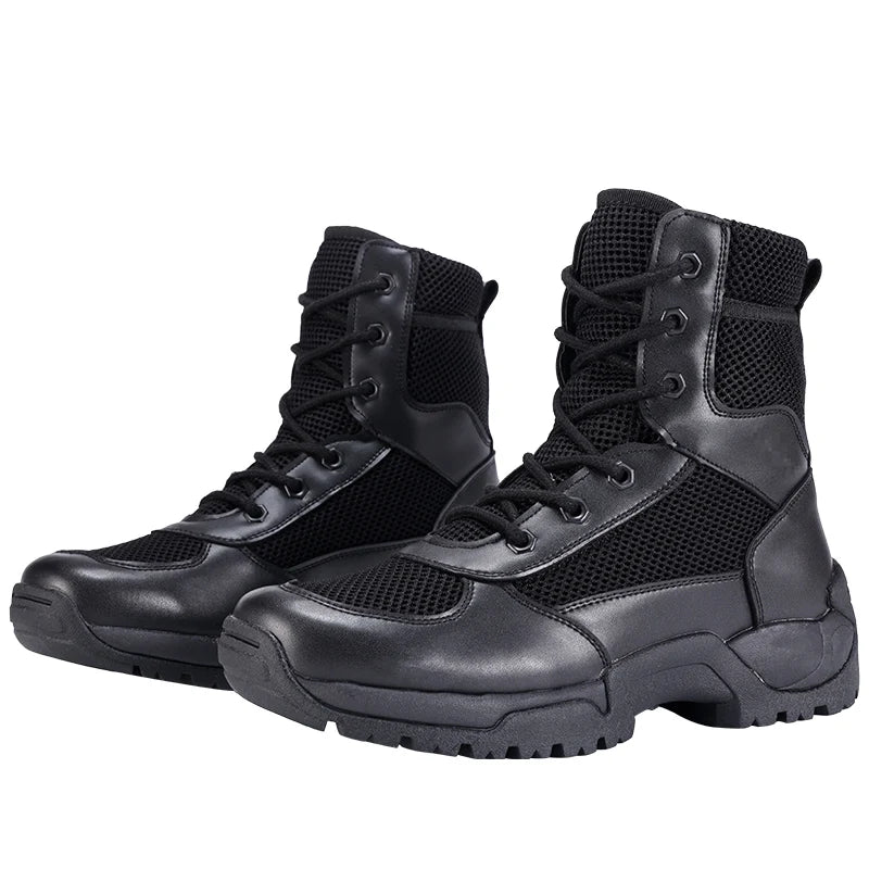 Hot Selling Men's Tactical Combat Boots Lightweight Breathable Mesh Design for Summer Hunting Ankle Height with Rubber Outsole