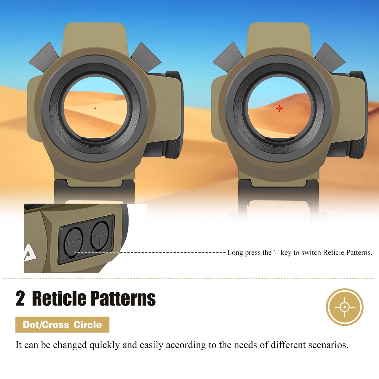 SPINA OPTICS 1x20 Solar Energy Waterproof FDE Red Dot Sight Scope